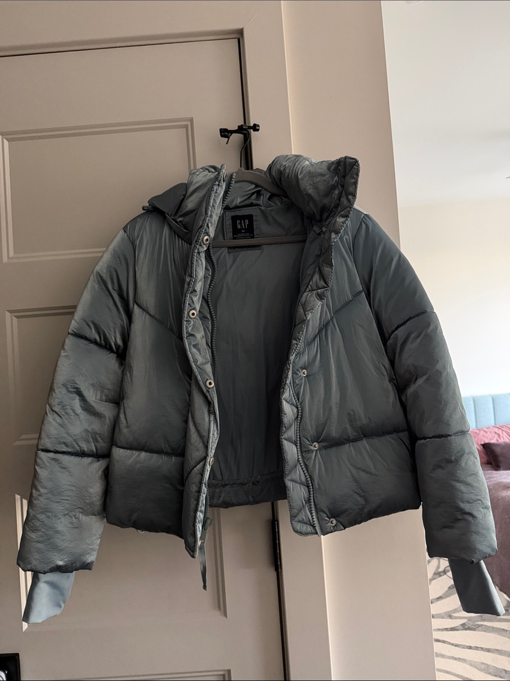 Gap Metallic Blue Puffer Jacket